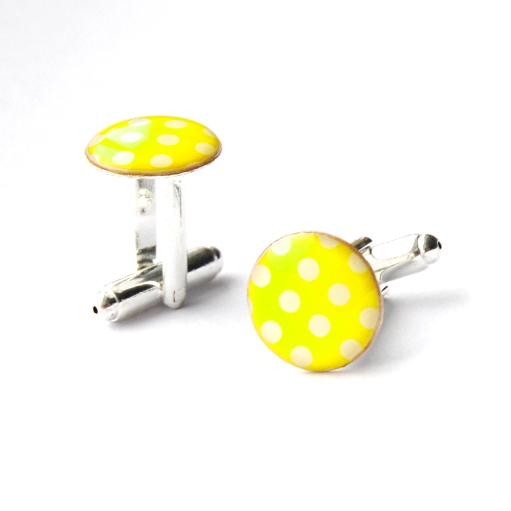 Manžetové knoflíčky žluté puntíkované