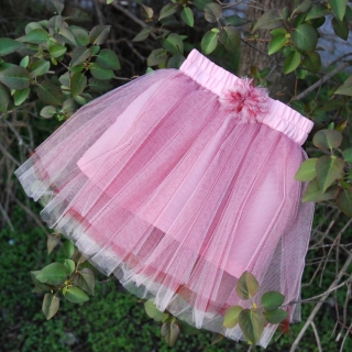 Červeno-růžová tylová sukně - dětská