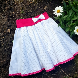 Bílo-růžová tečkovaná sukně - dívčí