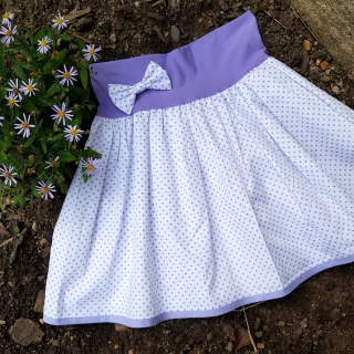 Bílá sukně s fialovými tečkami - dětská