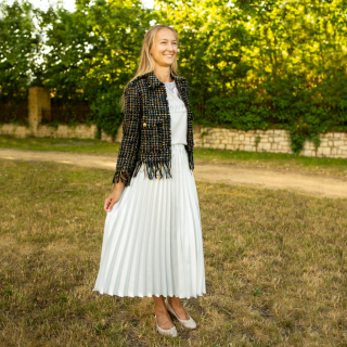 Stříbrná plisovaná sukně