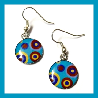 Náušnice modro-hnědé retro