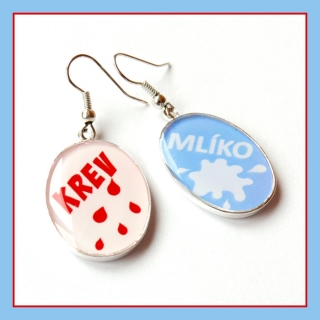 Náušnice "krev a mlíko"