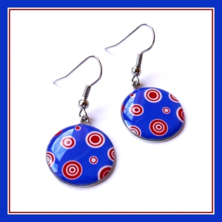 Náušnice s modro-červenými kruhy